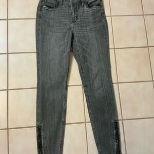 WHBM High-Rise Croc Trim Skinny Ankle Jeans Sz 4